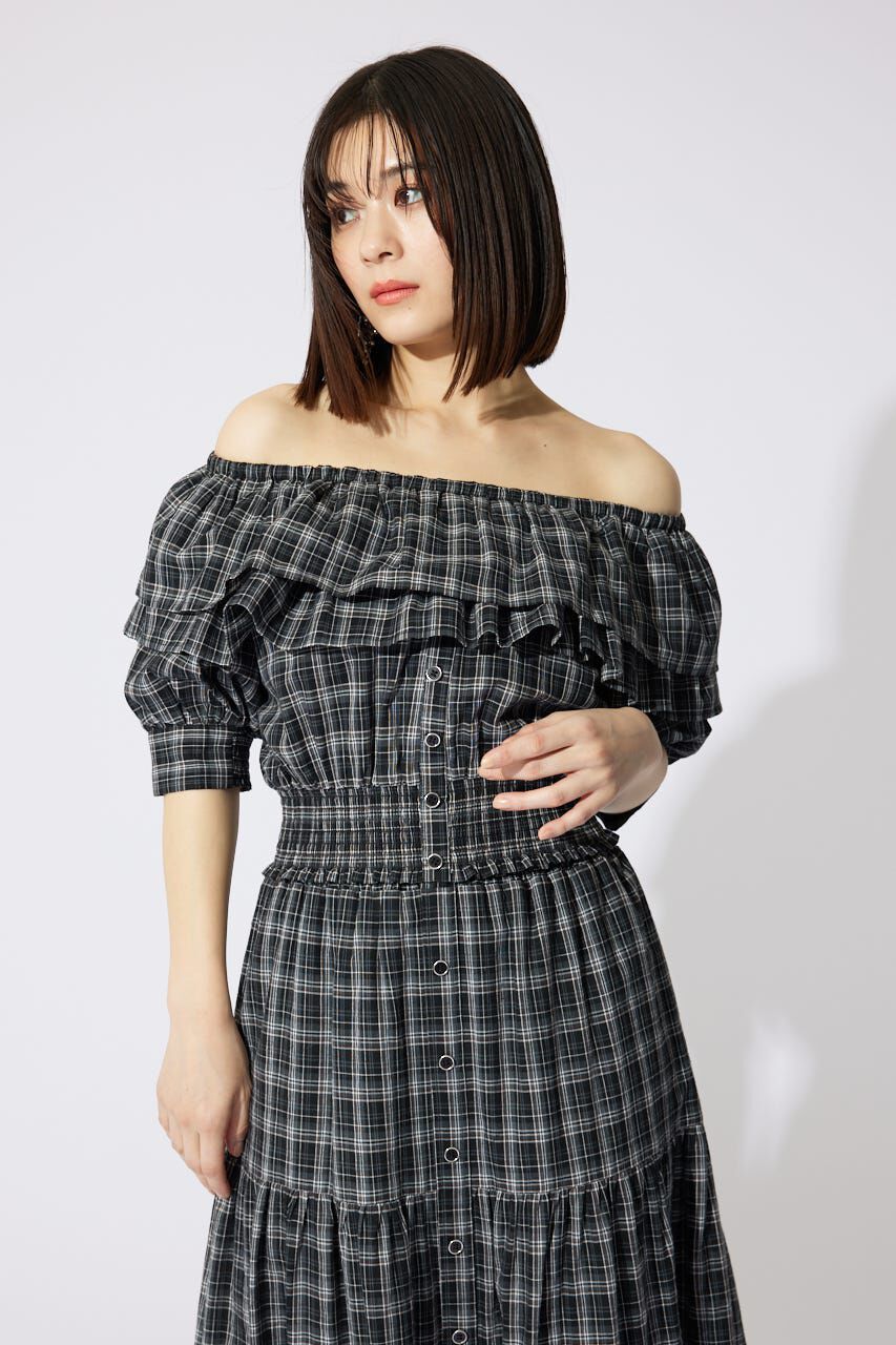 rienda「2WAYオフショルダーショートトップス」|シャツ・ブラウス|柄BLK5