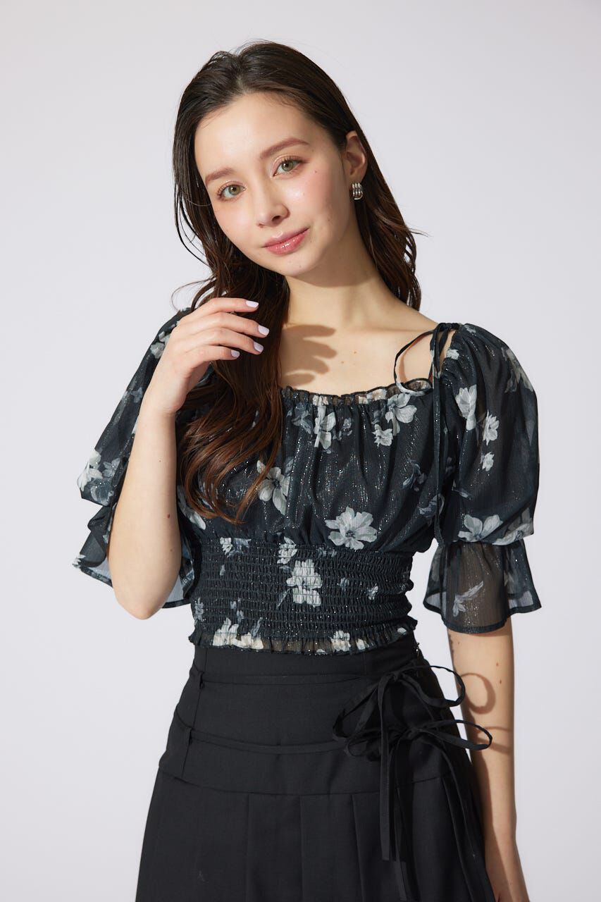 rienda「パフスリーブシャーリングブラウス」|シャツ・ブラウス|BLK