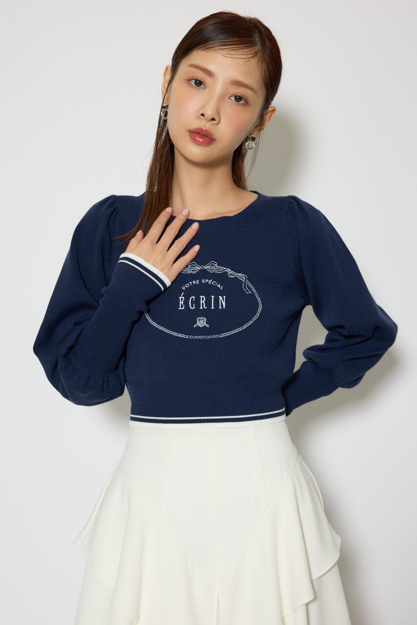 rienda「ロゴニットトップス」|ニット・セーター|NVY