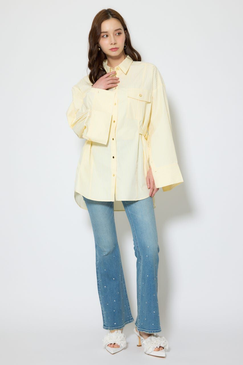 rienda「ベルトディティールビッグシャツ」|シャツ・ブラウス|