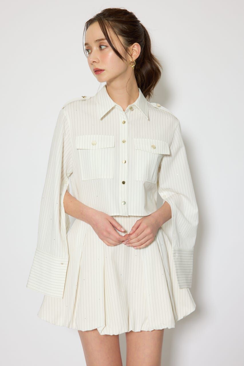 rienda「ワークディティールクロップドシャツ」|シャツ・ブラウス|