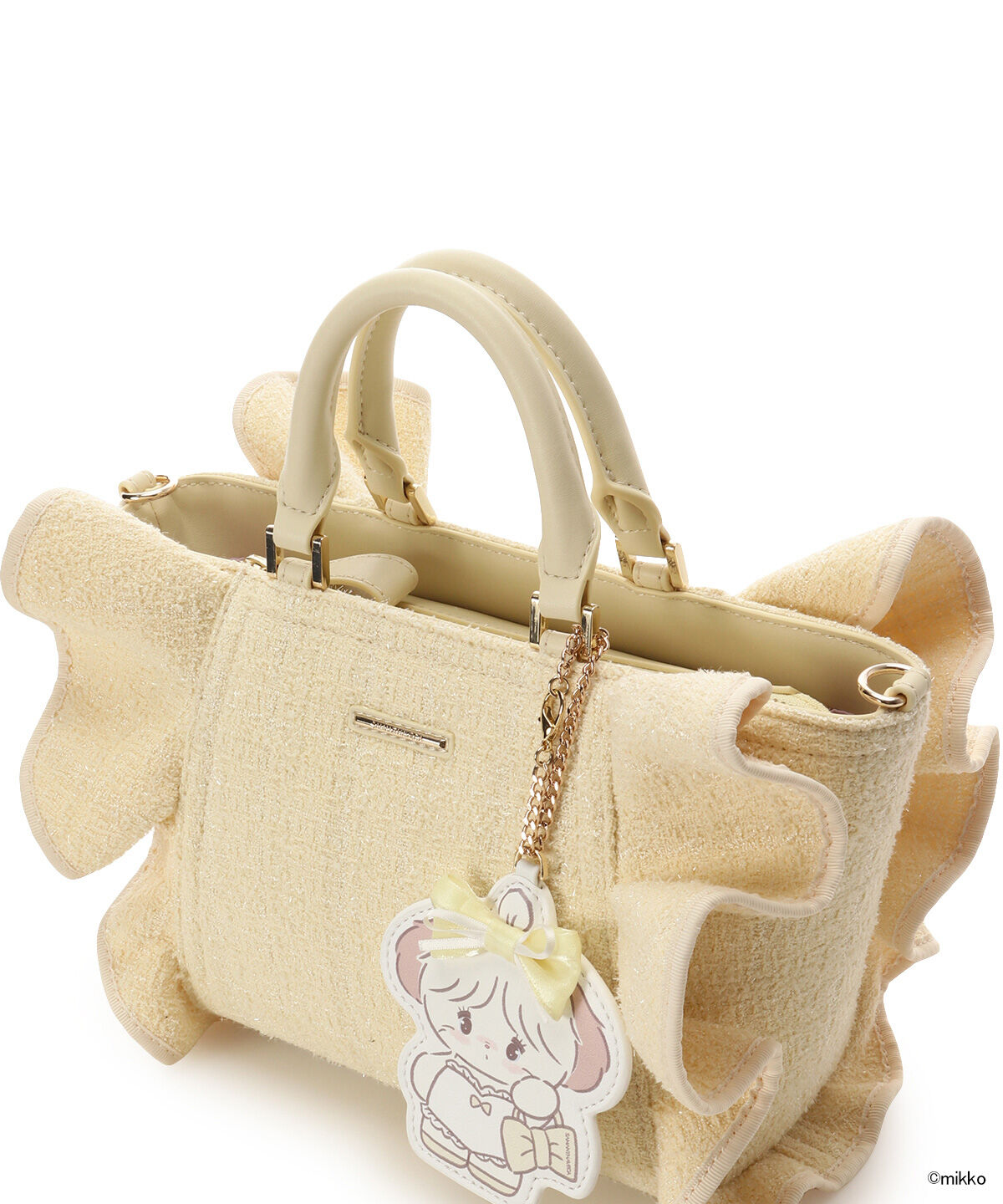 Samantha Vega「Lil ala mode&times;SAMANTHAVEGAコレクション ツイードフリルハンドバッグ」|ハンドバッグ|