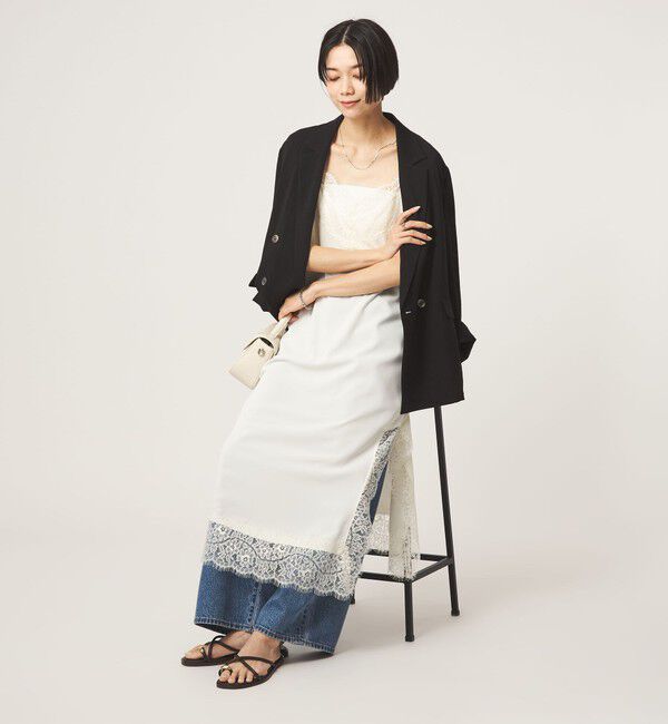 UNITED ARROWS green label relaxing「レース Vネック キャミソール ワンピース」|ワンピース|OFF WHITE