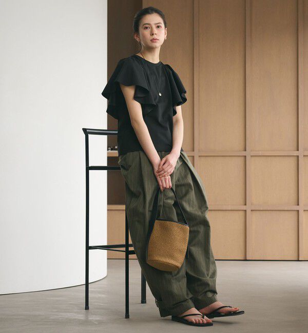 BEAUTY&YOUTH UNITED ARROWS「【WEB限定】ラッフル フリルスリーブプルオーバー 遮熱 吸水速乾」|Tシャツ・カットソー|BLACK