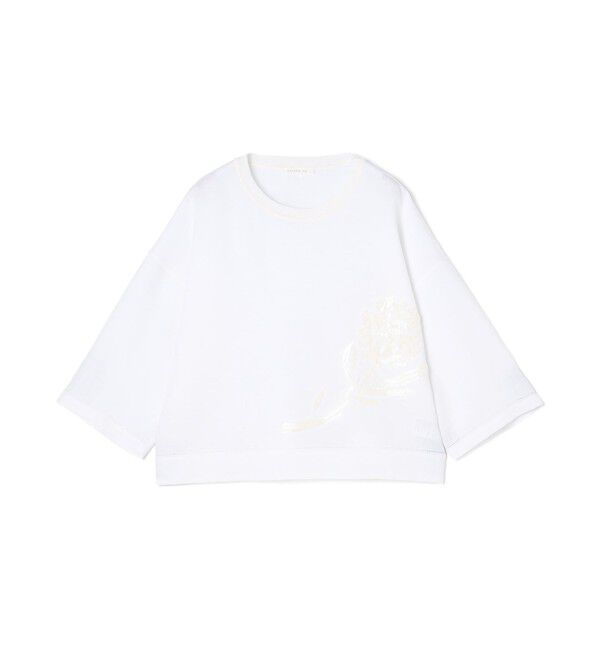 GALERIE VIE「リブコンビフレンチリネンエンブロイダリー クルーネックブラウス」|シャツ・ブラウス|12 ホワイト系