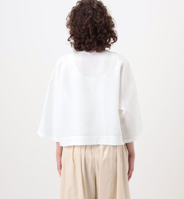 GALERIE VIE「リブコンビフレンチリネンエンブロイダリー クルーネックブラウス」|シャツ・ブラウス|