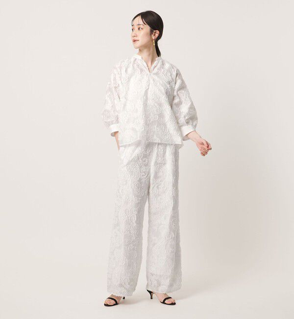 UNITED ARROWS「ラメ カット ジャガード ストレート パンツ ‐ウォッシャブル‐」|チノ|