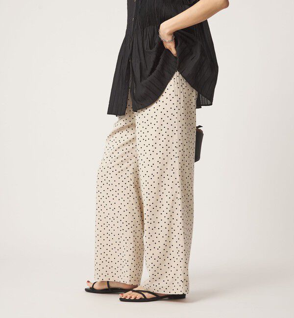UNITED ARROWS green label relaxing「BREEZE LINEN ブリーズリネン ワイド パンツ オフホワイト ドット」|その他|