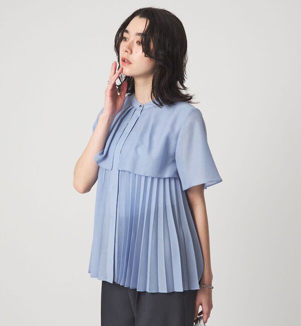UNITED ARROWS green label relaxing「ヨーク プリーツ ショートスリーブ ブラウス」|シャツ・ブラウス|