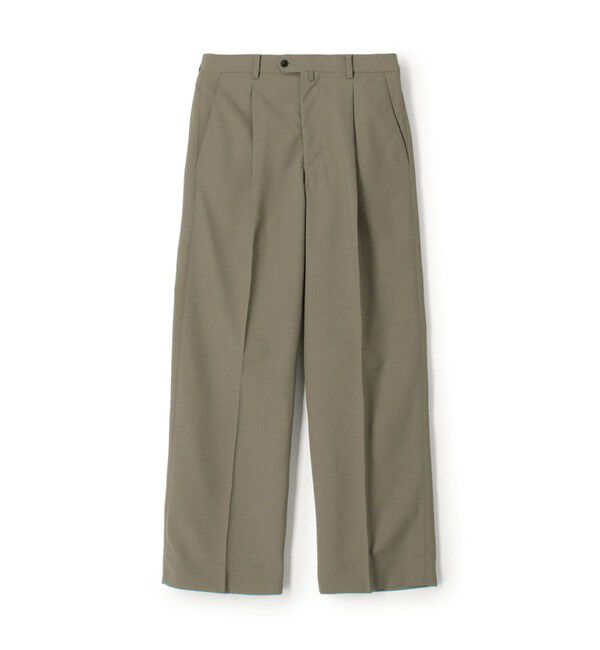 TOMORROWLAND MENS「ポリエステルウールトロピカル 1プリーツワイドストレートアジャスターパンツ」|スラックス|45 ダークベージュ