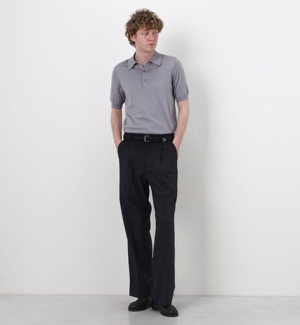 TOMORROWLAND MENS「ポリエステルウールトロピカル 1プリーツワイドストレートアジャスターパンツ」|スラックス|