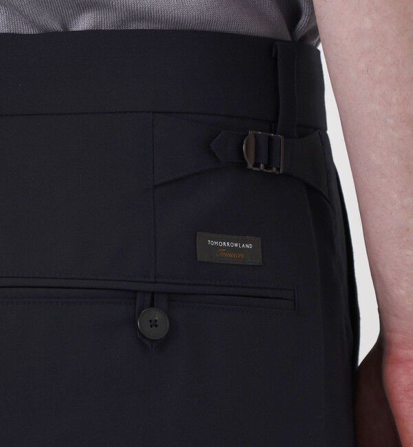 TOMORROWLAND MENS「ポリエステルウールトロピカル 1プリーツワイドストレートアジャスターパンツ」|スラックス|