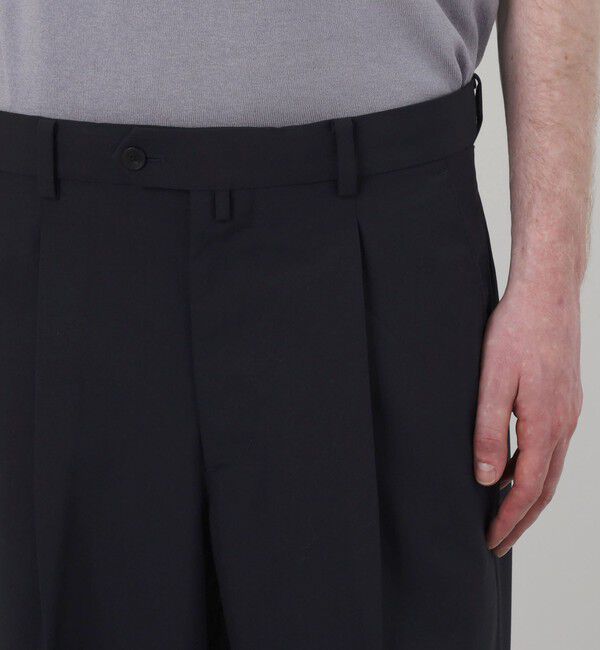 TOMORROWLAND MENS「ポリエステルウールトロピカル 1プリーツワイドストレートアジャスターパンツ」|スラックス|