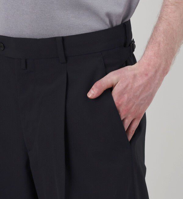 TOMORROWLAND MENS「ポリエステルウールトロピカル 1プリーツワイドストレートアジャスターパンツ」|スラックス|