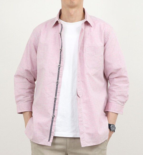 NOLLEY'S goodman「綿麻パラシュートボタン7分袖シャツ 26SS」|シャツ・ブラウス|