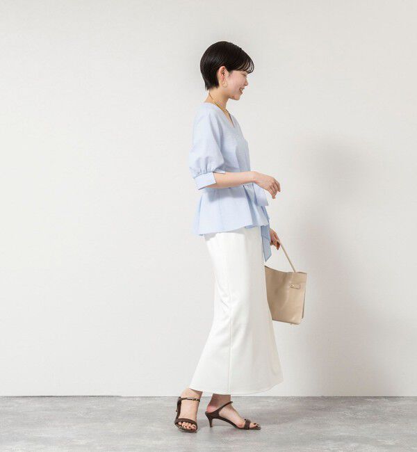 NOLLEY'S sophi「ウォッシャブルサッカーベルト付ペプラムブラウス」|シャツ・ブラウス|