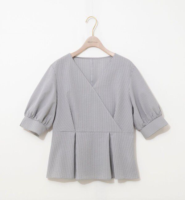 NOLLEY'S sophi「ウォッシャブルサッカーベルト付ペプラムブラウス」|シャツ・ブラウス|