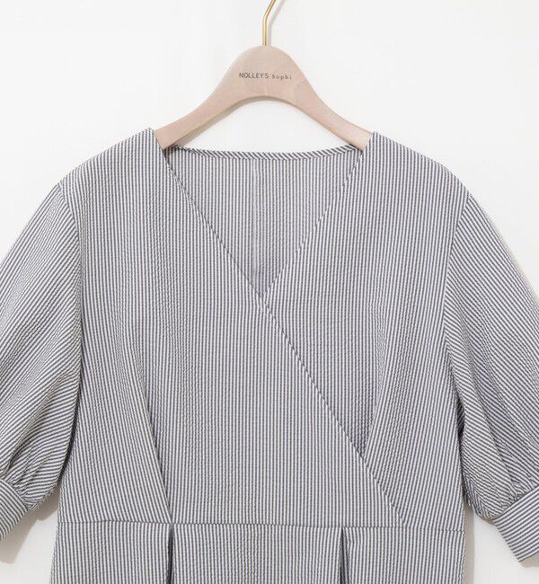 NOLLEY'S sophi「ウォッシャブルサッカーベルト付ペプラムブラウス」|シャツ・ブラウス|