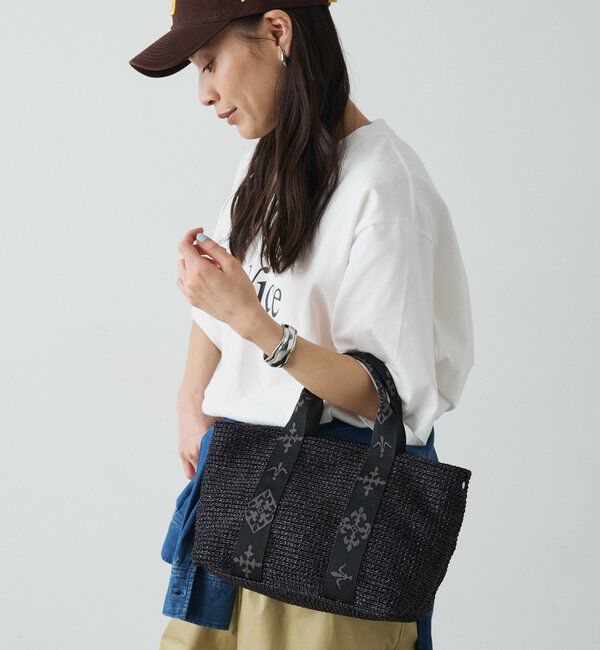  「ナイロンラフィアデイリーミニトートバッグ」|トートバッグ|ブラック