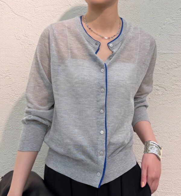  「シアーWカラーカーデ」|ニット・セーター|グレー