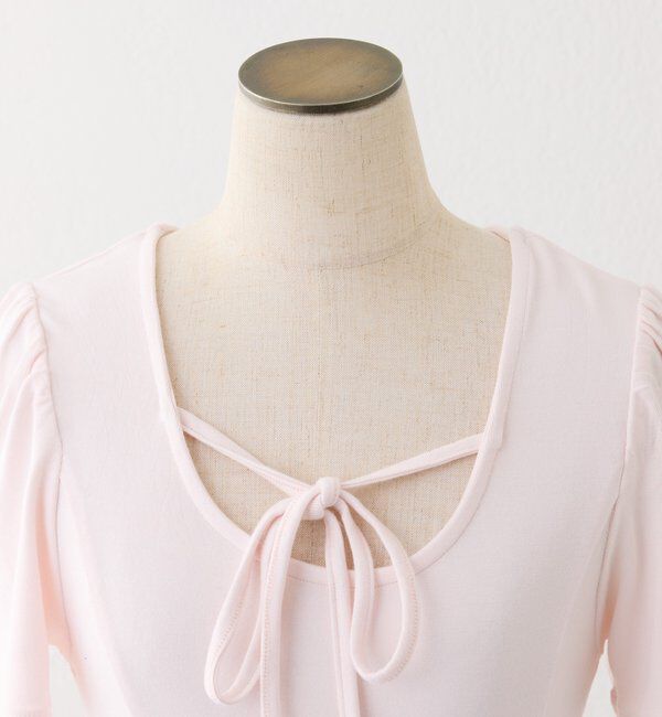  「リボン付き裾フリルペプラムトップス」|プルオーバー|