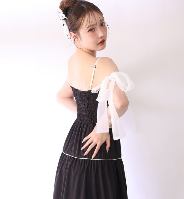  「【SMサイズ展開あり】サイドカットリボンロングキャミワンピース」|ワンピース|