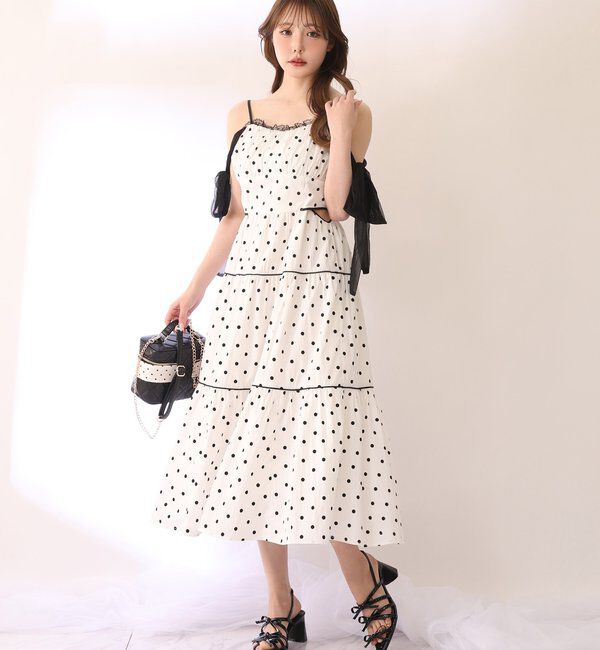  「【SMサイズ展開あり】サイドカットリボンロングキャミワンピース」|ワンピース|