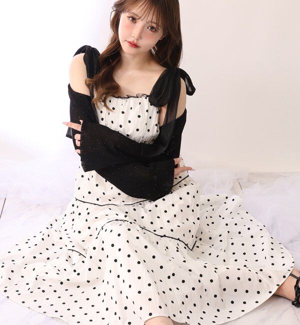  「【SMサイズ展開あり】サイドカットリボンロングキャミワンピース」|ワンピース|