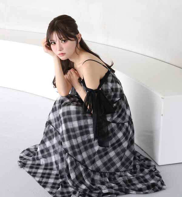  「【SMサイズ展開あり】サイドカットリボンロングキャミワンピース」|ワンピース|