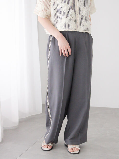 Te chichi TERRASSE「サイドラインストレートパンツ」|その他|グレー
