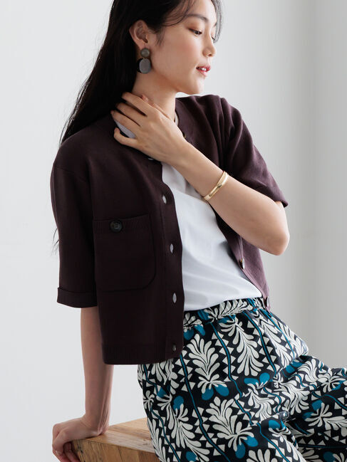 Te chichi「【調温】14G総針ハーフスリーブニットジャケット」|カーディガン|