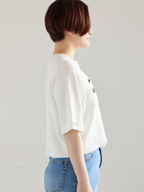 Te chichi「【調温】14G総針ハーフスリーブニットジャケット」|カーディガン|