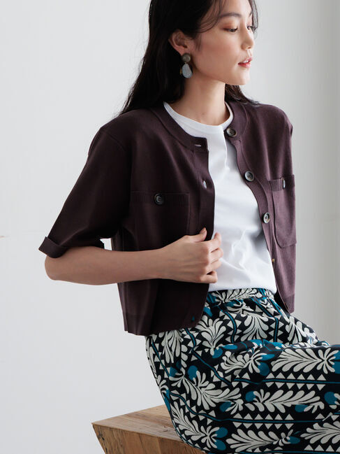 Te chichi「【調温】14G総針ハーフスリーブニットジャケット」|カーディガン|