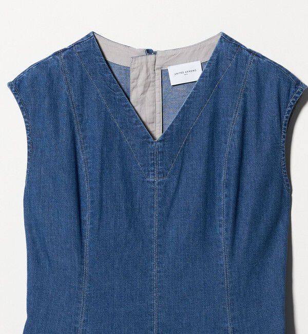 UNITED ARROWS「ステッチ Vネック デニムワンピース」|ワンピース|