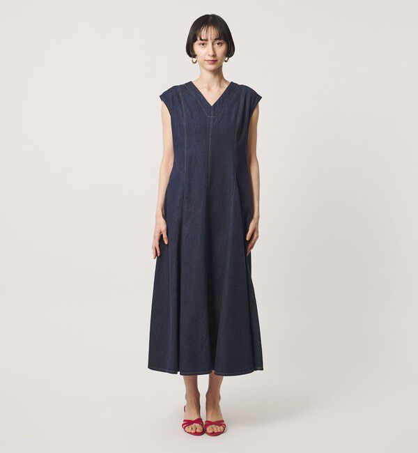 UNITED ARROWS「ステッチ Vネック デニムワンピース」|ワンピース|