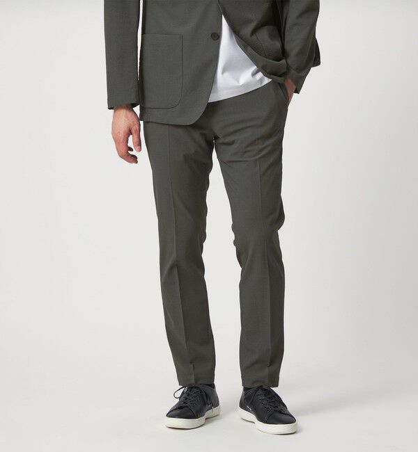 UNITED ARROWS「ライトサッカー ノープリーツ テーパードパンツ UA COZY ウォッシャブル 2WAYストレッチ」|スラックス|