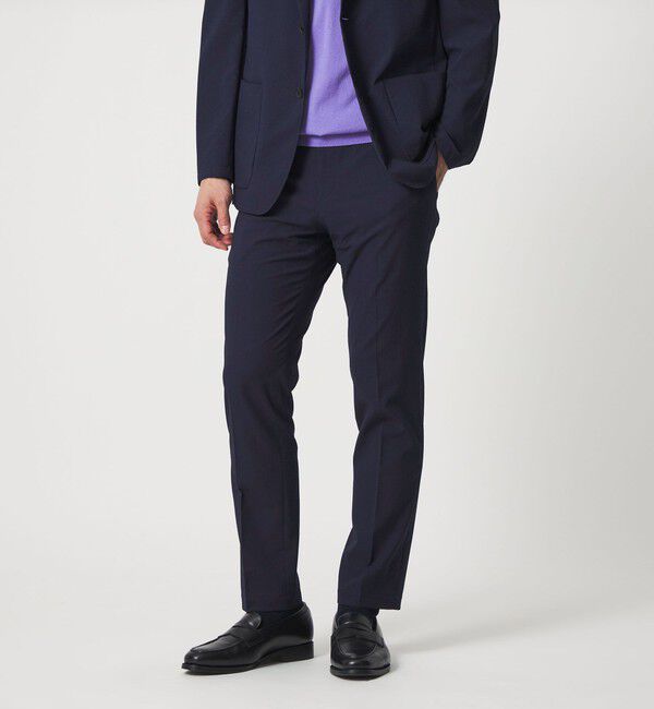 UNITED ARROWS「ライトサッカー ノープリーツ テーパードパンツ UA COZY ウォッシャブル 2WAYストレッチ」|スラックス|