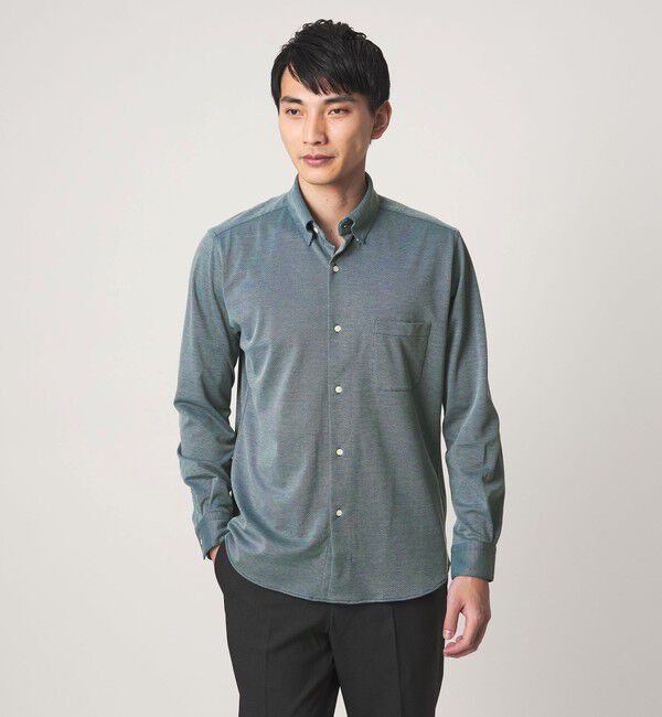 UNITED ARROWS green label relaxing「エブリット TC ジャージー スナップ ボタンダウン シャツ -ストレッチ・イージーアイロン・吸水速乾・抗菌-」|シャツ・ブラウス|NAVY