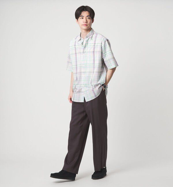 UNITED ARROWS green label relaxing「FINE BASIC トリアセテート ウール  2P ワイド スラックス パンツ W4 」|スラックス|