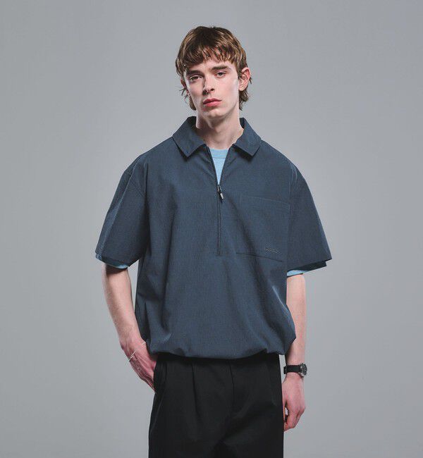 UNITED ARROWS green label relaxing「【別注】＜Marmot＞ハーフジップ 半袖 シャツ -はっ水-」|シャツ・ブラウス|NAVY