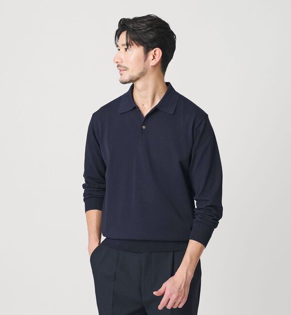 BEAUTY&YOUTH UNITED ARROWS「【WEB限定 WARDROBE SMART】KOUKIN ハイゲージ ニット ポロシャツ【抗菌・防臭】」|ニット・セーター|NAVY