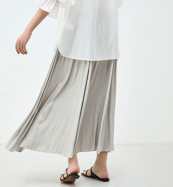 NOLLEY'S sophi「ウォッシャブル割織サテンギャザースカート」|フレア|