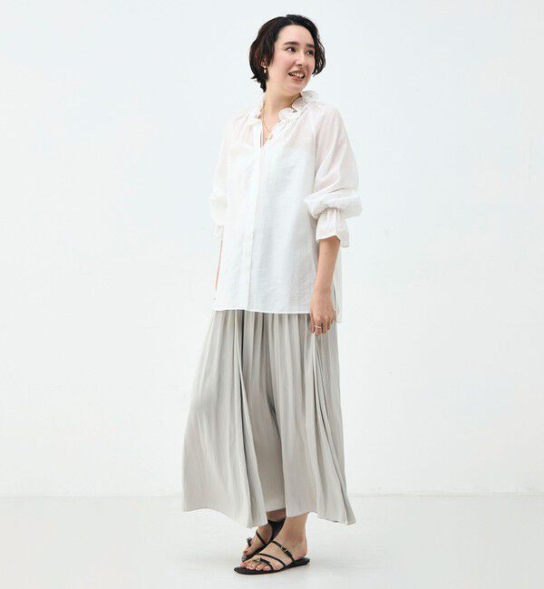 NOLLEY'S sophi「ウォッシャブル割織サテンギャザースカート」|フレア|
