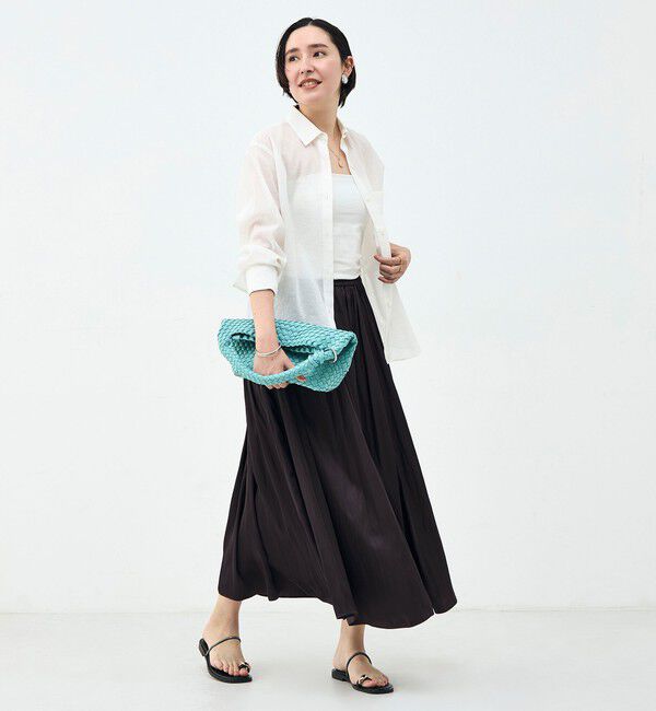 NOLLEY'S sophi「ウォッシャブル割織サテンギャザースカート」|フレア|