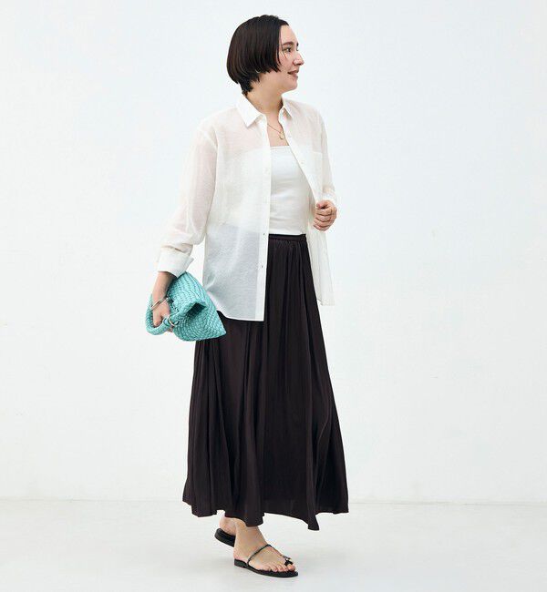 NOLLEY'S sophi「ウォッシャブル割織サテンギャザースカート」|フレア|