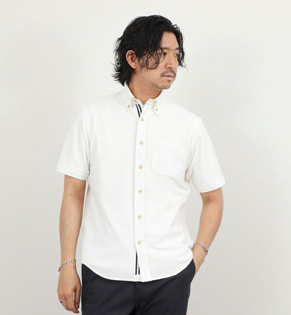 NOLLEY'S goodman「《ビジカジ対応》トリコットサッカーテープBD SS 半袖ボタンダウンシャツ 26SS」|シャツ・ブラウス|