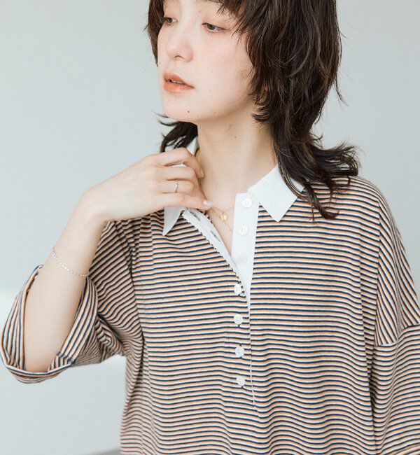 「予約【レトロな雰囲気に】マルチボーダーポロ」|Tシャツ・カットソー|