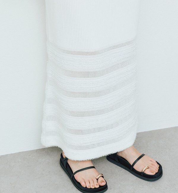  「予約【セットアップ対応可】フリンジボーダーニットスカート」|スカート|