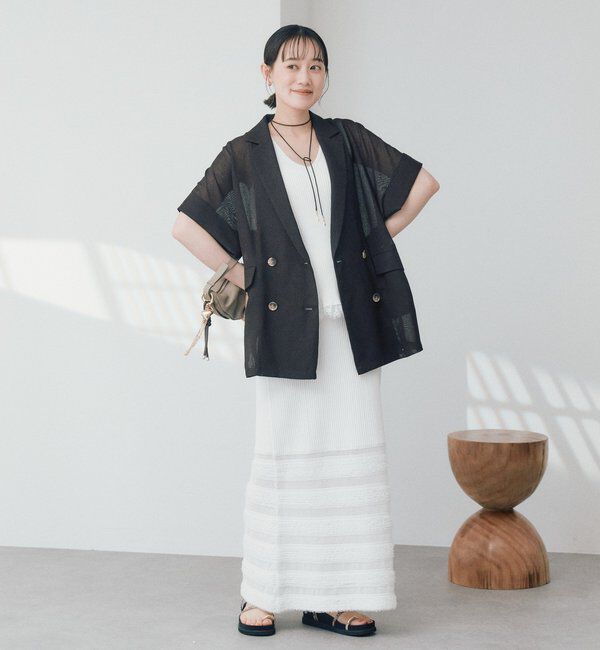  「予約【セットアップ対応可】フリンジボーダーニットスカート」|スカート|