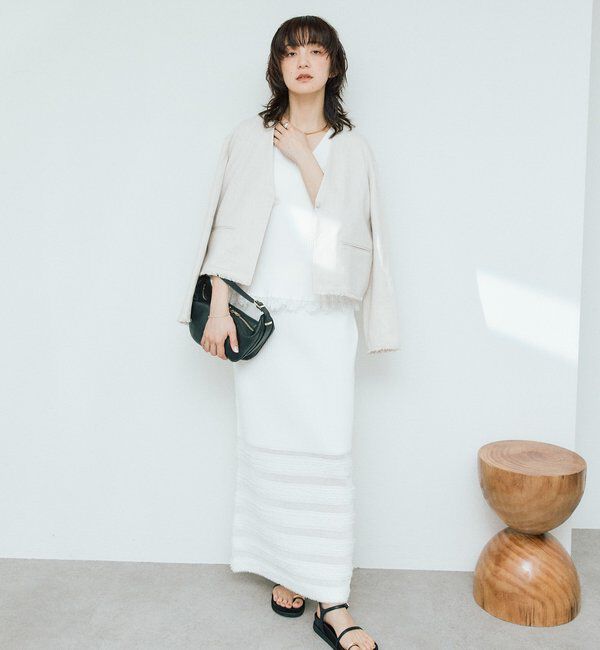  「予約【セットアップ対応可】フリンジボーダーニットスカート」|スカート|